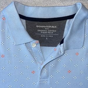Banana Republic Blue Detailed Organic Cotton Pique Polo | Men’s Size Large